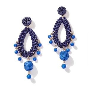 Lilly Pulitzer Alba Blue Raffia Earrings NWT
